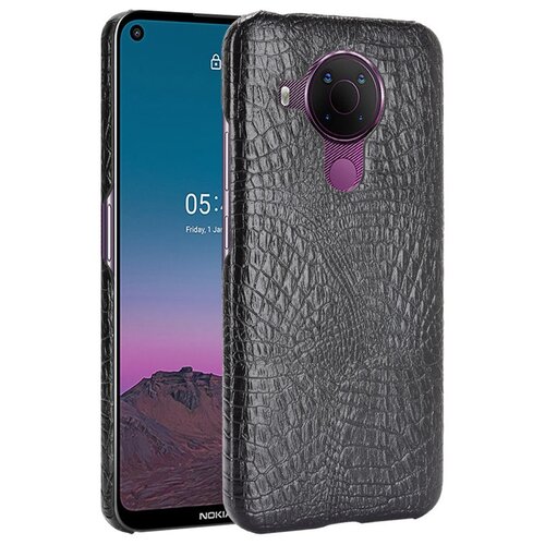 фото Чехол панель mypads бампер для nokia 5.4 на пластиковой основе с дизайном под кожу крокодила черный