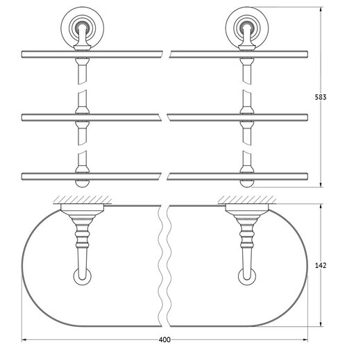 Полка 3-х ярусная 3SC STILMAR TREESSECI S.R.L. STI 217 40 cm (стекло, золото) (3SC)