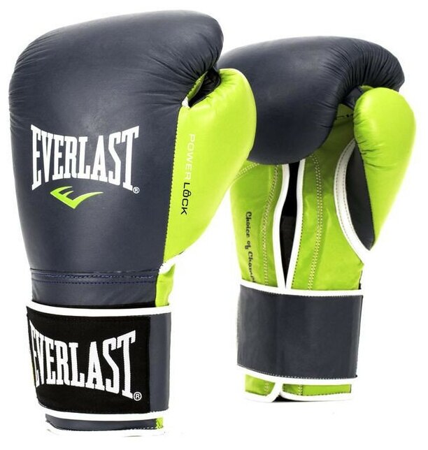 Перчатки тренировочные Everlast Powerlock 12oz синие/зеленые