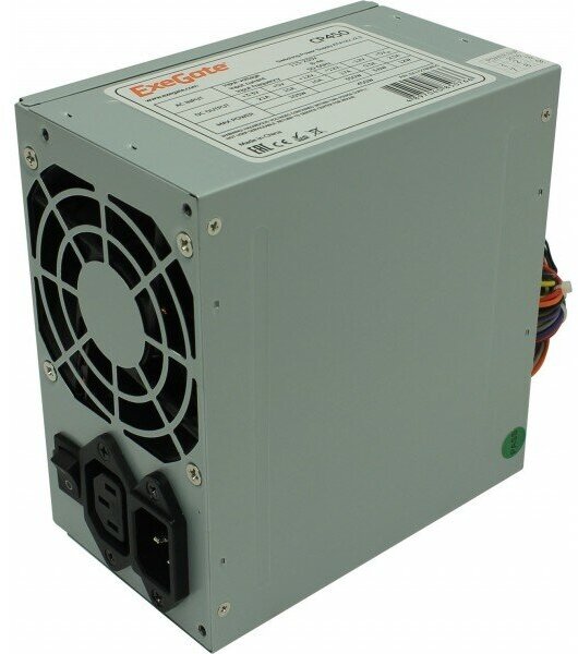 Блок питания Exegate CP450, ATX, PC, 8cm fan, 24p+4p, 3*SATA, 2*IDE, FDD + кабель 220V в комплекте (EX284691RUS)