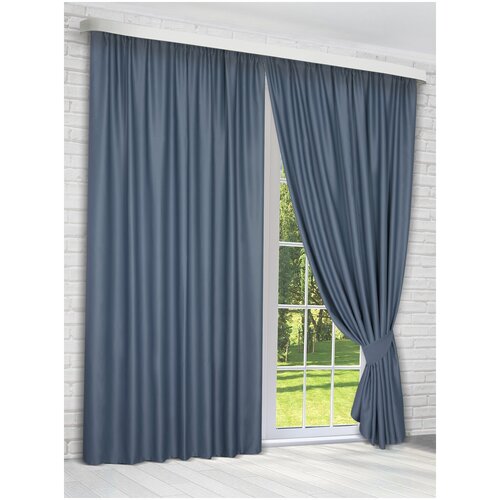фото Комплект штор блэкаут (ш.150* в.250) - 2шт., 100%п/э королевский синий raccolto