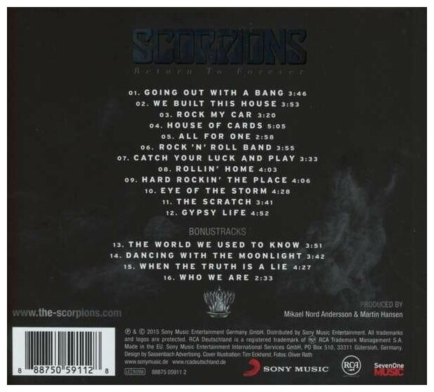 Scorpions-Return To Forever (Limited Deluxe Edition) [Digibook] < Sony CD EC ( 1шт)