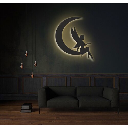 Декоративное панно на стену с жёлтой подсветкой