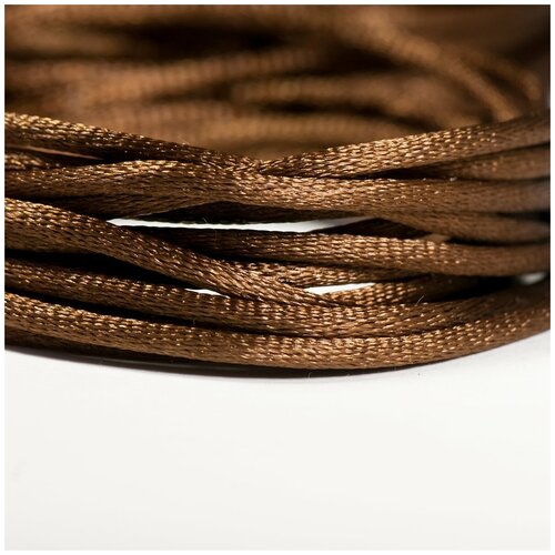 Шнур атласный 2 мм 20 метров для шитья / рукоделия / кумихимо, цвет коричневый