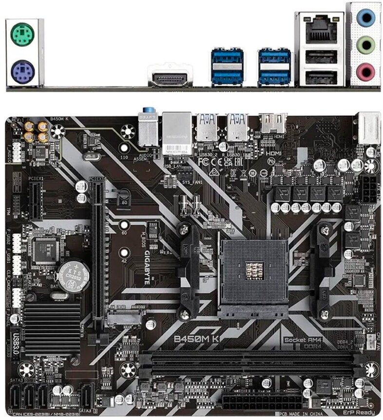 Материнская плата GIGABYTE B450M K (rev 10)