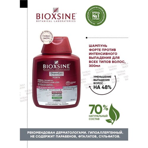 Растительный шампунь биоксин против интенсивного выпадения волос Bioxcin Forte Dermagen 300ml, Biota
