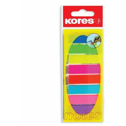 Клейкие закладки Kores Film пластиковые 8 цветов по 25 листов 12х45 мм на линейке 83855 клейкие точки среднеудаляемые strong d10 мм 5000 штук