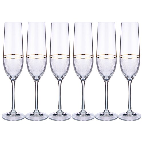 фото Набор бокалов bohemia crystal для шампанского viola elegance из 6 шт. 190 мл h = 24,5 см (674-728)