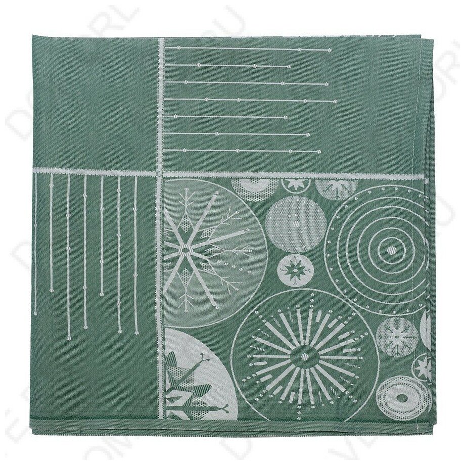 Скатерть из хлопка зеленого цвета с рисунком Ледяные узоры из коллекции New Year Essential, 180х180с, Tkano, TK21-TC0023