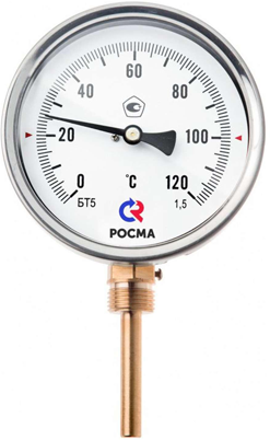Термометр биметаллический радиальный БТ-52.211 0.120С 1/2' 64 кл.1.5 | код 00000002644 | росма (2шт. в упак.)