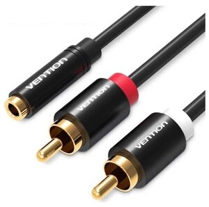 Кабель Vention аудио Jack 3,5 mm F/2RCA M - 2м Чёрный