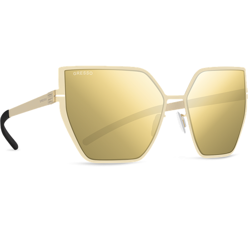 Солнцезащитные очки Gresso, кошачий глаз, с защитой от УФ, зеркальные, для женщин, золотой