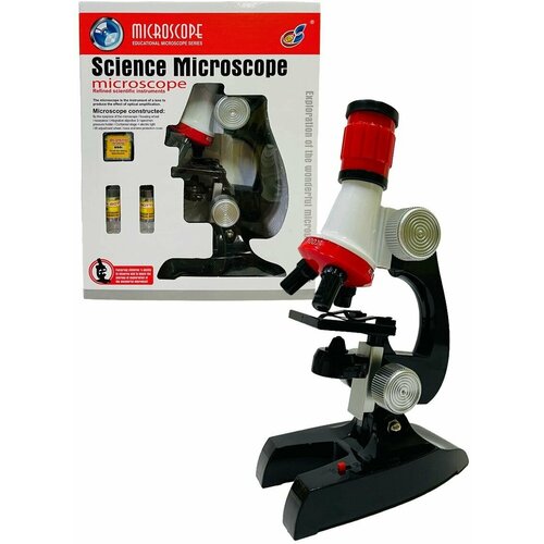 микроскоп детский 100x 400x 1200x со светодиодной подсветкой Микроскоп с аксессуарами, 8 предметов (C2121)