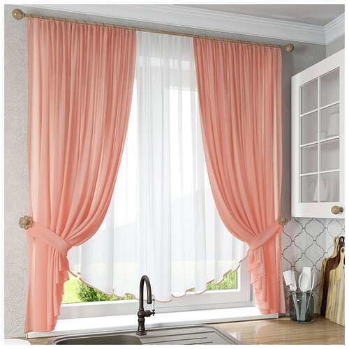 фото Шторы для кухни sola nivasan "тюльпан", персиковый