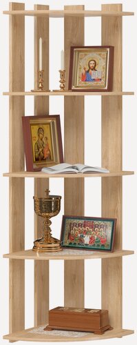 Изображение товара Стеллаж для икон угловой (ширина*глубина*высота: 42х42х180 см) цвет: Дуб сонома