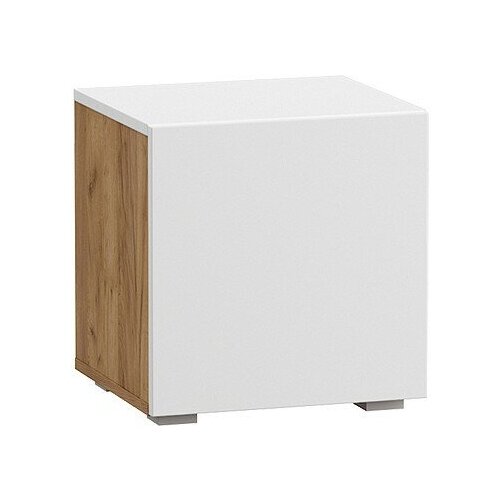 Тумба прикроватная на ножках в прихожую в гостиную с ящиком Hesby Nightstand 15 белая коричневая