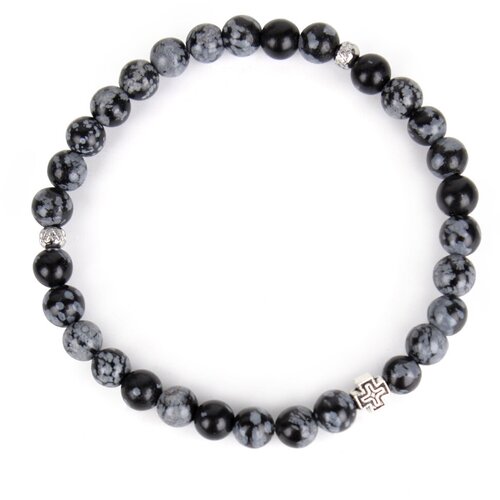 фото Четки-браслет из обсидиана снежного. диаметр 6 мм. 30 зерен. псалом