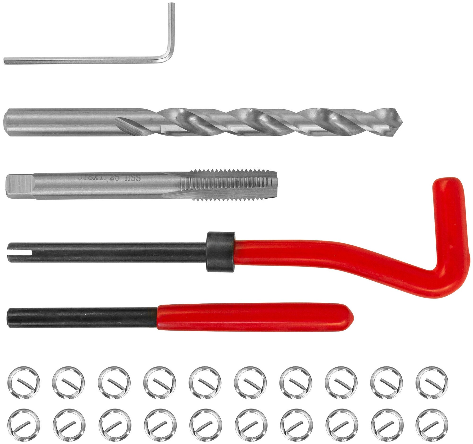 Набор для восстановления резьбы M8x1.25 25 предметов Thorvik TRIS8125