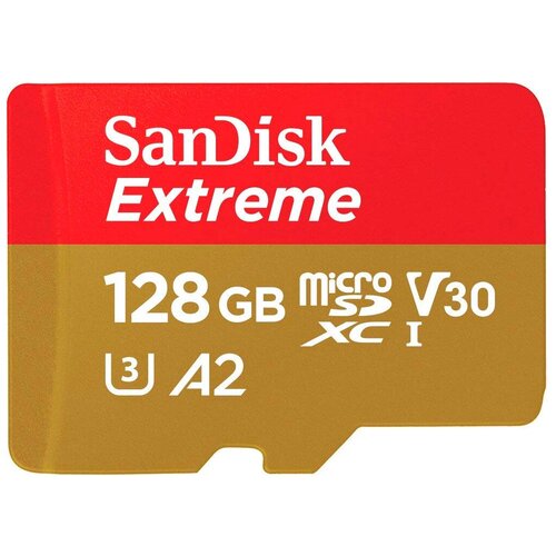 Карта памяти SanDisk Extreme microSDXC Class 10 UHS Class 3 V30 A2 160MB/s + SD adapter 64 GB, чтение: 160 MB/s, запись: 60 MB/s, адаптер на SD