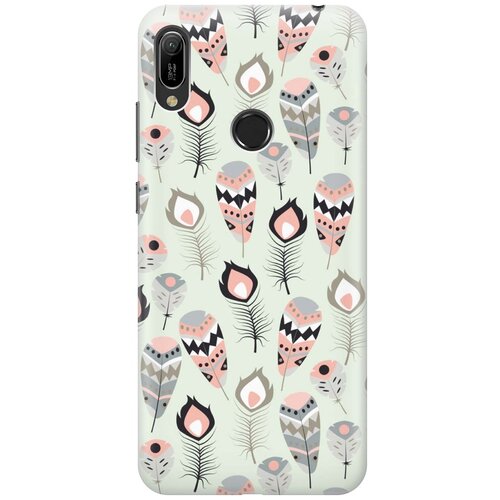фото Cиликоновый чехол на huawei y6 pro 2019 / хуавей у6 про 2019 с принтом "перья бохо" gosso