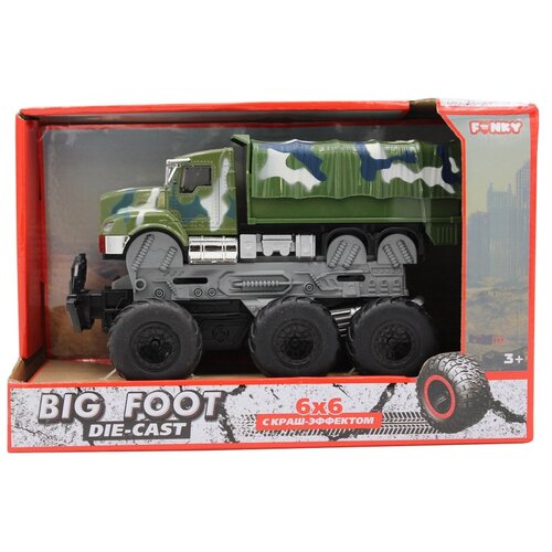 строительная техника с краш эффектом кабина die cast Грузовик Funky Toys FT61090 1:43, 19.5 см, зеленый/серый