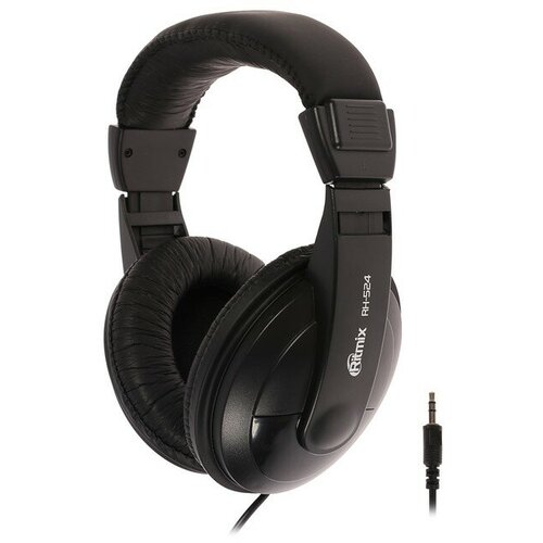 Наушники Ritmix RH-524 полноразмерные 99 дБ 32 Ом 35 мм 2 м черные 913₽