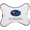 Vital Technologies Подушка на подголовник с логотипом автомобиля SUBARU Экокожа / Молочный - изображение