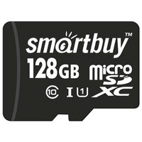 Карта памяти SmartBuy microSDXC 128 ГБ Class 10, V10, A1, UHS-I U1, R 80 МБ/с, адаптер на SD, 1 шт., черный