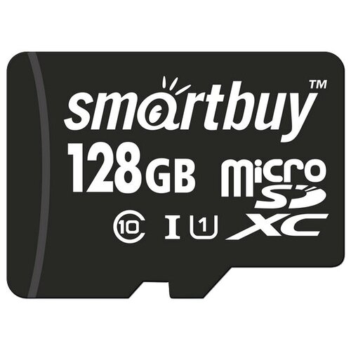 Карта памяти SmartBuy microSDXC 128 ГБ Class 10, V10, A1, UHS-I U1, R 80 МБ/с, адаптер на SD, 1 шт., черный карта памяти micro sd 16gb microsdhc class10 без адаптера smartbuy