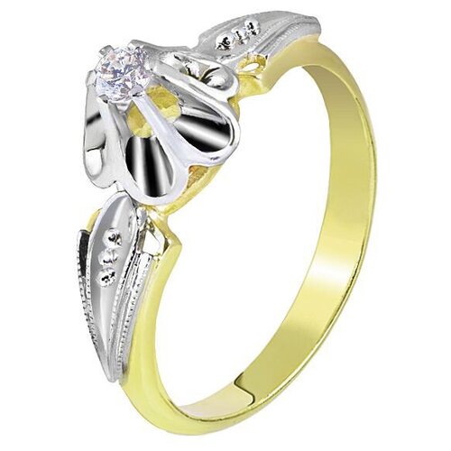 Кольцо Юверос, желтое золото, 585 проба, бриллиант, размер 16.5, бесцветный
