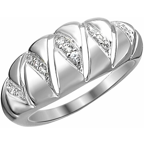 Кольцо Эстет, серебро, 925 проба, родирование, фианит, размер 17.5 эстет кольцо с фианитами и кристаллами swarovski из серебра н12к254447 размер 19