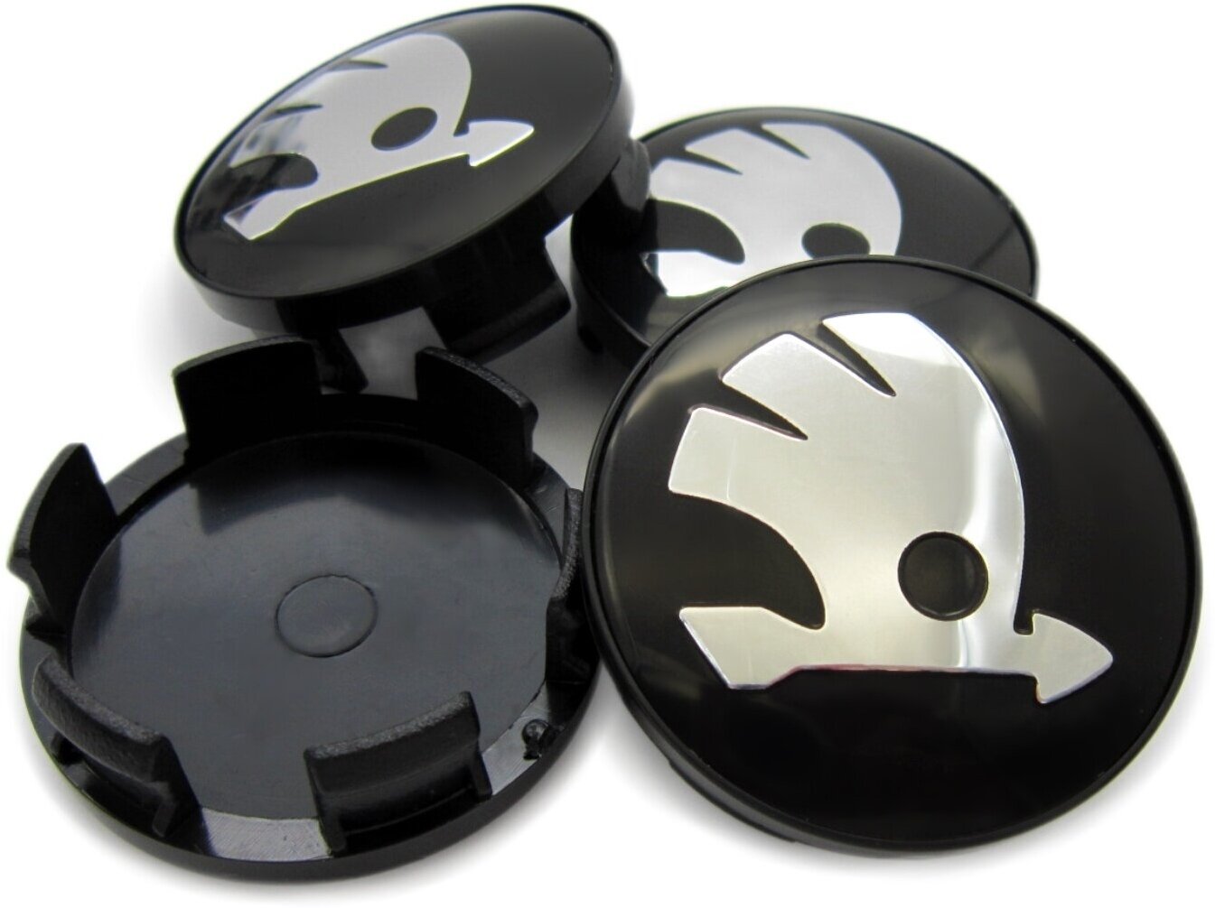 Колпачки, заглушки на литые диски СКАД Шкода черные, 56/51/12 мм, комплект 4 шт.