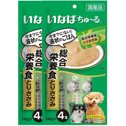 Лакомство для собак Inaba Churu Пюре для общего поддержания здоровья, куриное филе 14г*4шт х 2шт.