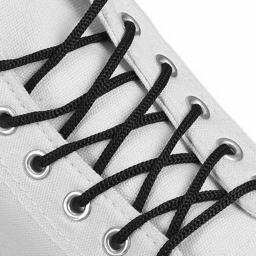 Шнурки для обуви, круглые, d = 3 мм, 90 см, цвет чёрный, 25 шт.