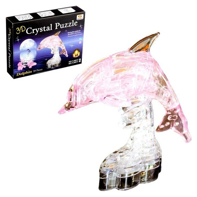 Пазл 3D кристаллический «Дельфин», 39 деталей, микс