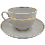 Чашка 275мл с блюдцем белая, чайная пара , Гранатовый Монреаль, Дулевский фарфор - изображение