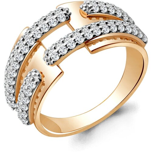 фото Кольцо diamant online, серебро, 925 проба, золочение, фианит, размер 20.5