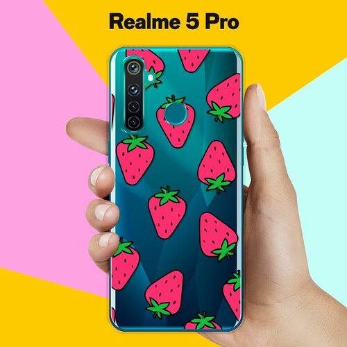 Силиконовый чехол на realme 5 Pro Клубника / для Реалми 5 Про силиконовый чехол на realme 5 pro реалми 5 про веселые корги