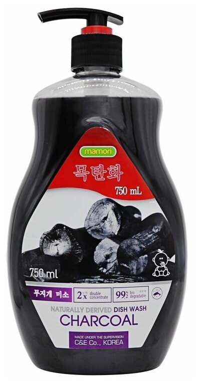 Средство для мытья посуды Mamori "Древесный Уголь", 750 мл