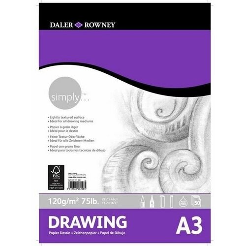 Daler Rowney Альбом для рисования Daler Rowney Simply,120 г/м2 50 листов А3 daler rowney скетчбук simply 100 г м2 110 листов 10х15см