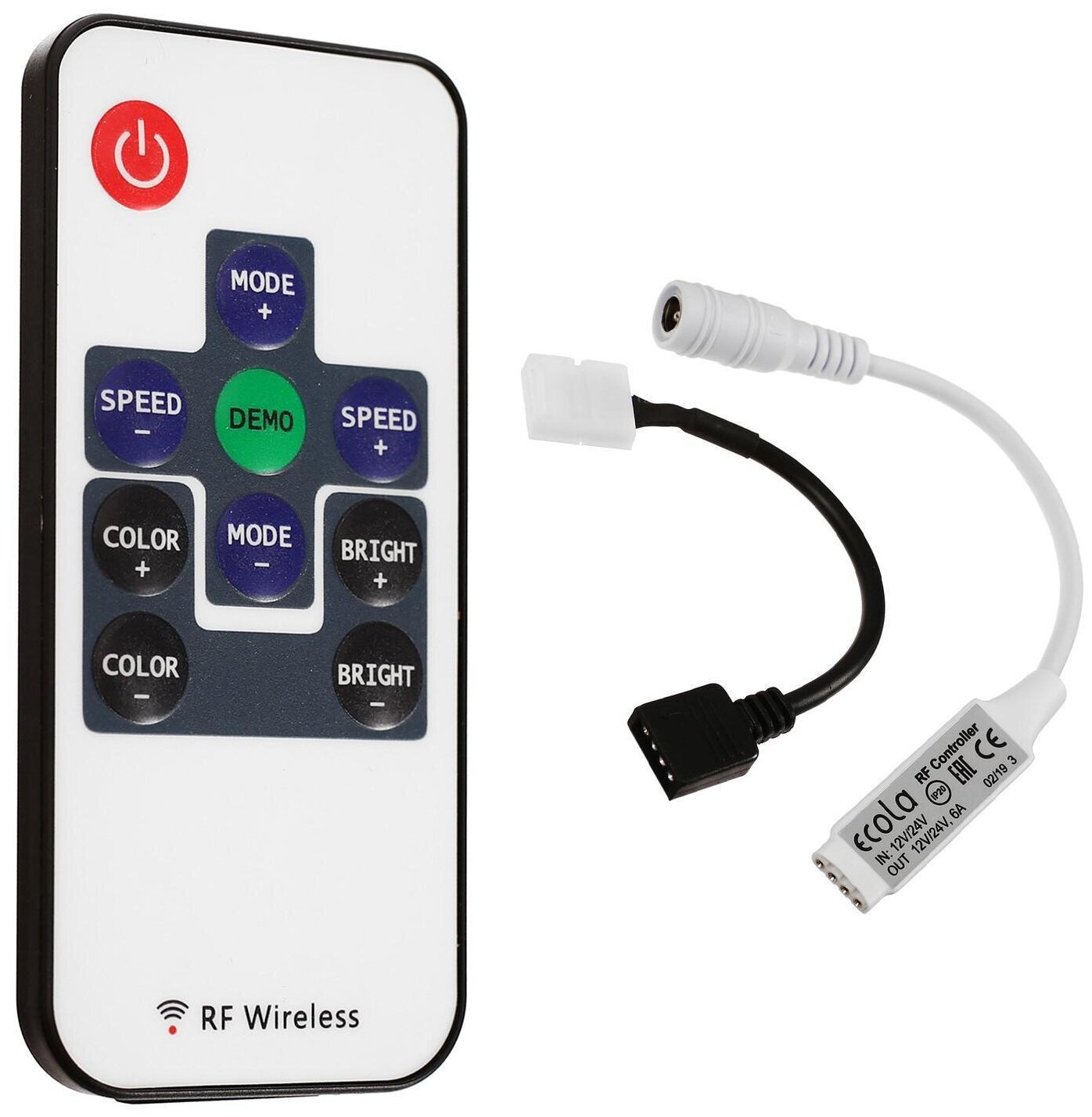 Контроллер RGB mini с переходником и радио пультом 12V 72W(24V 144W) 6Ая CRFM72ESB
