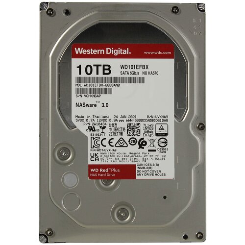 Жесткий диск/ HDD WD SATA3 10Tb NAS Red Plus 7200 256Mb 1 year ocs