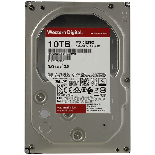 Жесткий диск HDD WD SATA3 10Tb NAS Red Plus 7200 256Mb 1 year ocs 4011300₽