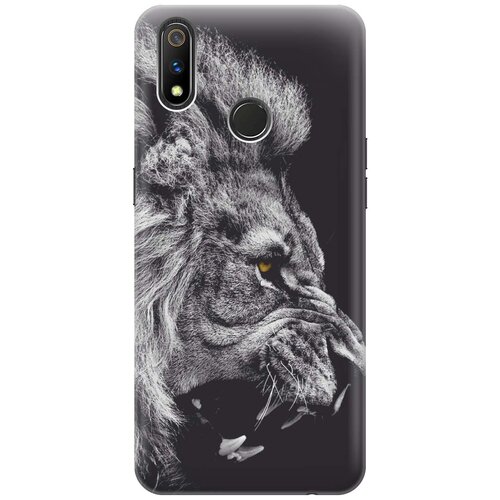 фото Cиликоновый чехол на realme 3 pro / рилми 3 про с принтом "морда льва" gosso
