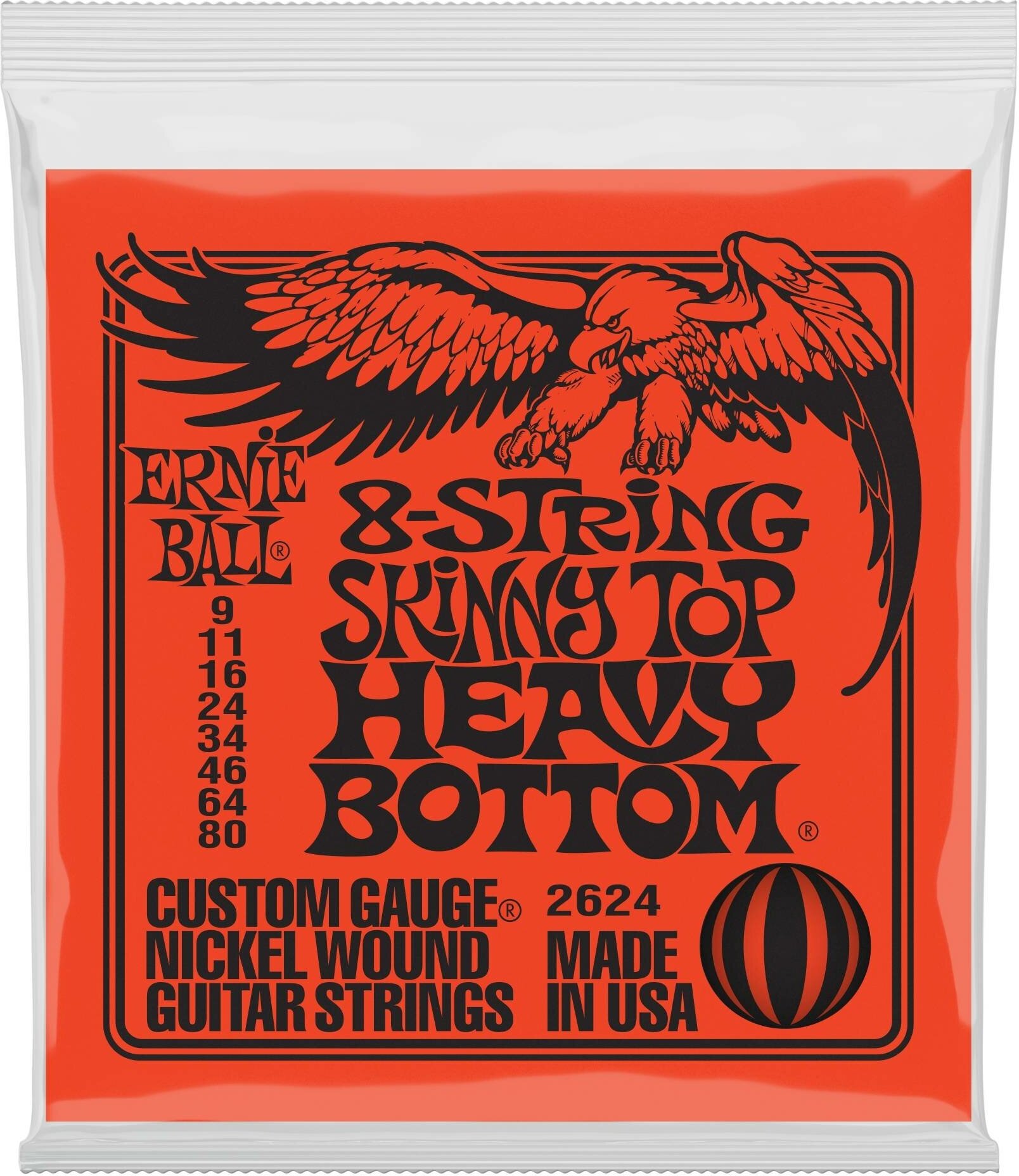 ERNIE BALL 2624 Nickel Wound Slinky Skinny Top Heavy Bottom 9-80 - Струны для 8 струнной электрогитары