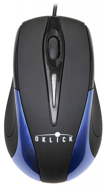 Мышь Oklick 235M черный/синий оптическая (800dpi) USB (2but)