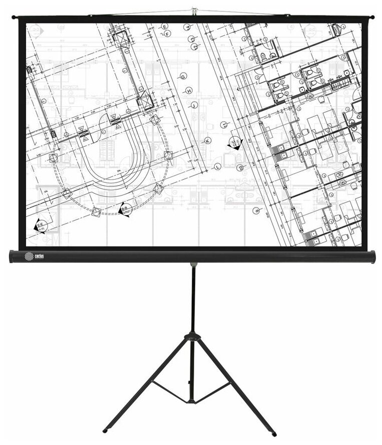 Экран Cactus 127x127 см Triscreen 1:1 напольный рулонный черный (CS-PST-127X127)