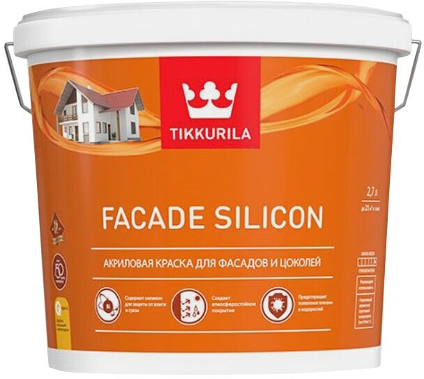 фото Краска акриловая фасадная TIKKURILA Facade Silicon база C 2,7л бесцветная
