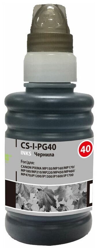 Чернила CACTUS CS-PG40, для Canon, 100мл, черный [cs-i-pg40] - фото №1