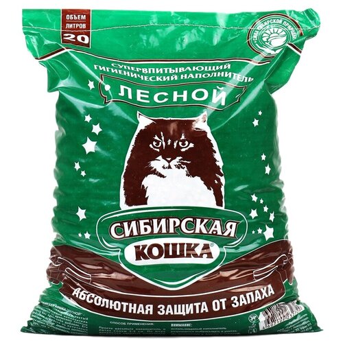 Сибирская кошка лесной древесный наполнитель 20л / 12 кг